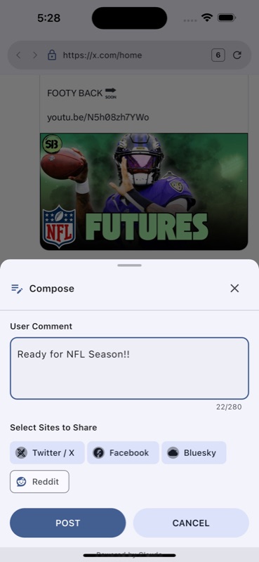 VeriSieve compose screen posting to multiple platforms at once